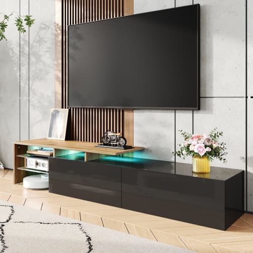 Contemporary TV Unit with 16-Colour LED Lighting