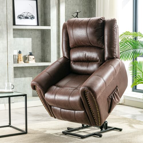 Large Faux Leather Power Lift Recliner with Massage & Heat - image 8