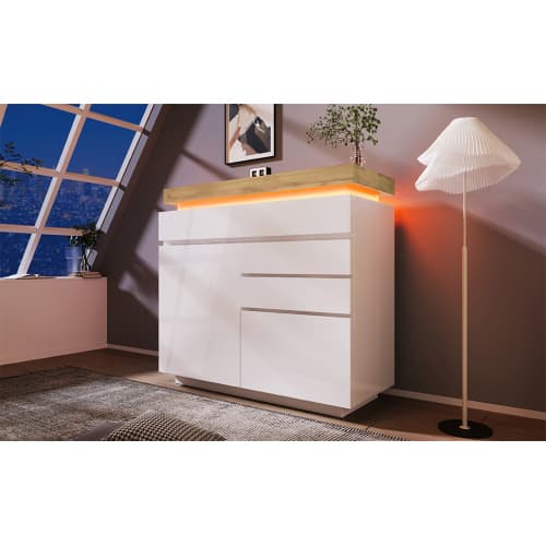Modern High Gloss Sideboard with App-Controlled LED Lighting - image 21