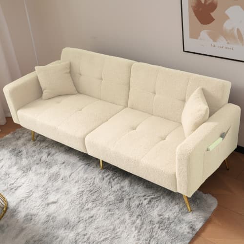 Chic 2 Seater Click Clack Sofa Bed with Side Pockets - image 8