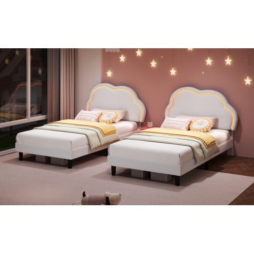 Discover the Cream Velvet Single Bed with LED Cloud Headboard - image 8