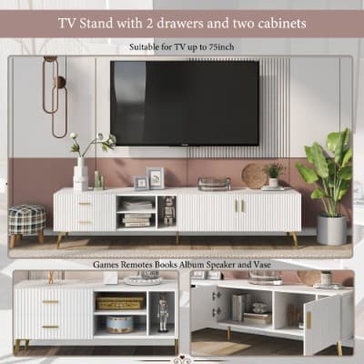 Large White TV Unit for Screens up to 80" (180cm) - image 2
