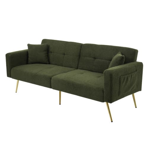 Chic 2 Seater Click Clack Sofa Bed with Side Pockets - image 5