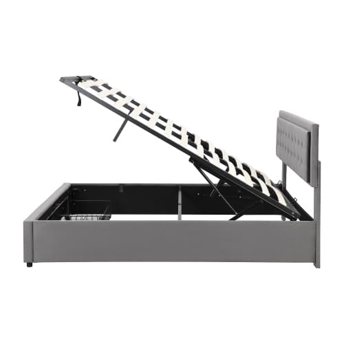 Super King (6ft) Ottoman Bed in Grey Velvet with Storage - image 12