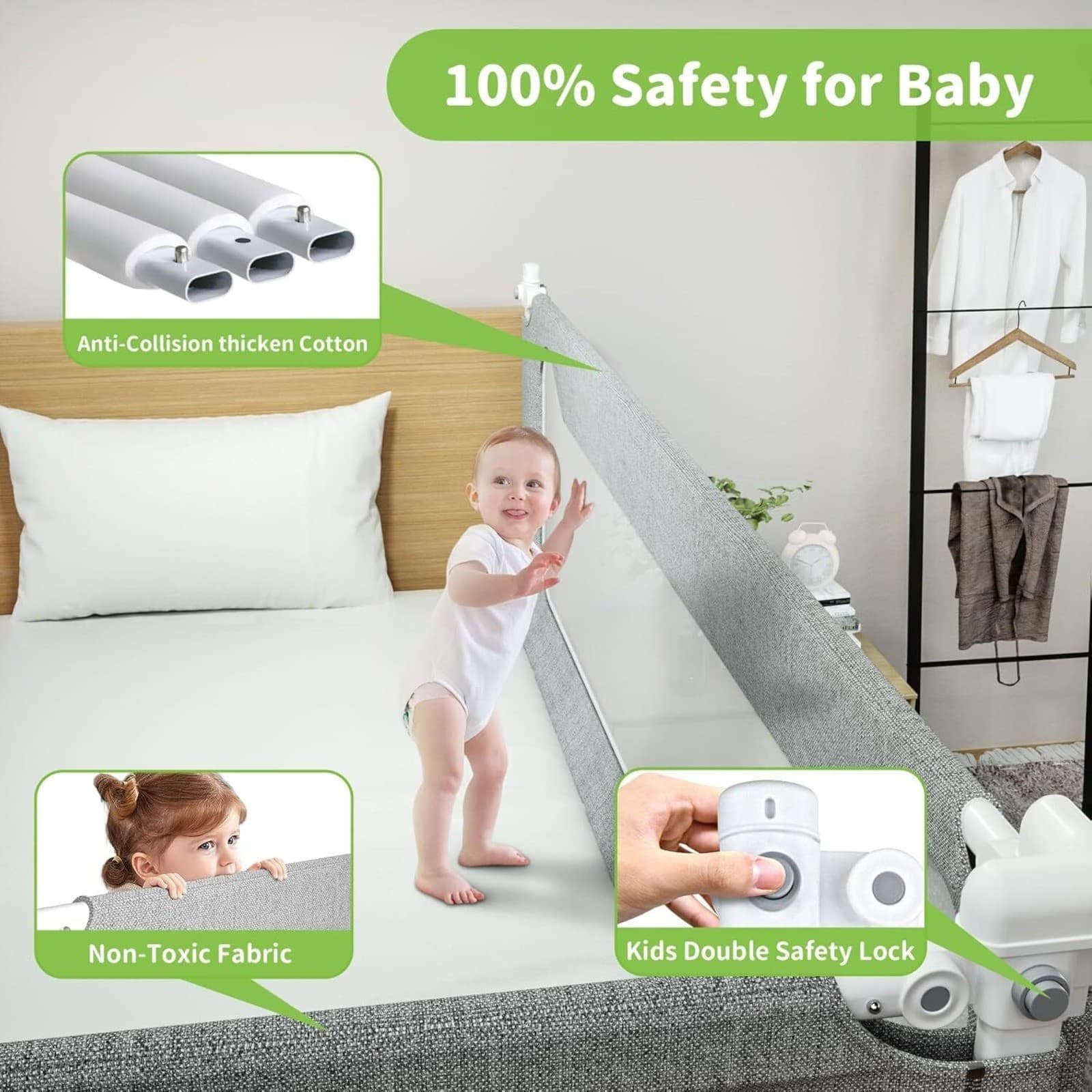 1.5m Adjustable Toddler Bed Guard for Peaceful Nights - image 2