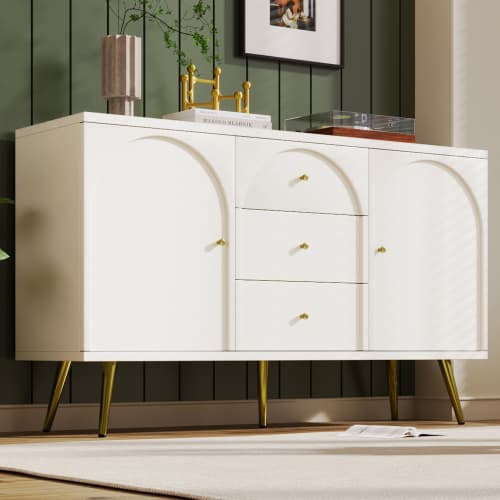 Modern Cream White Sideboard with Arched Drawer Fronts - image 6