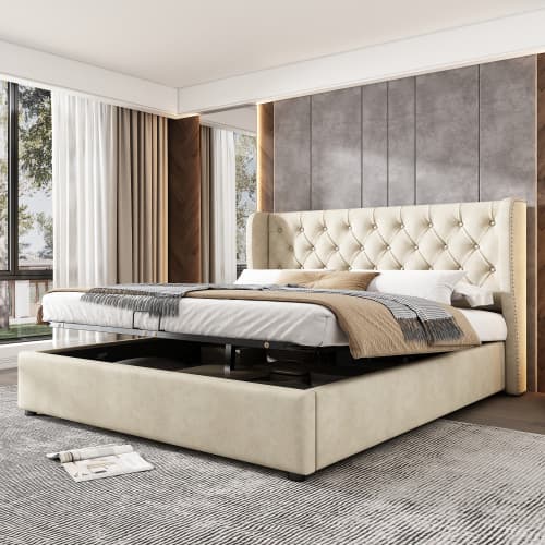 Effortless Storage Meets Timeless Style in this Velvet Bed - image 14