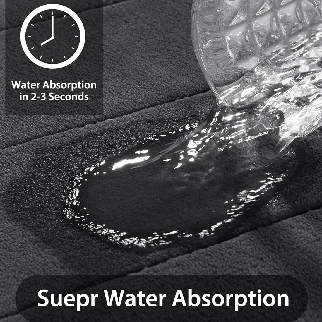 Memory Foam Bath Mat Set — 3-Piece Non-Slip Black Bathroom Rugs - image 12