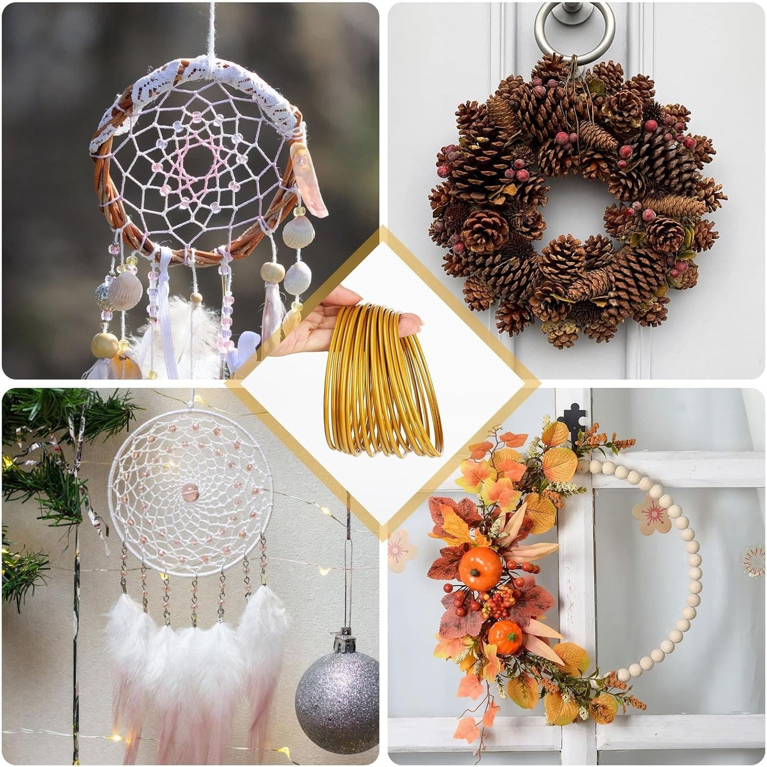 16-Pack Gold Wire Rings for Wreaths and Macramé - image 14
