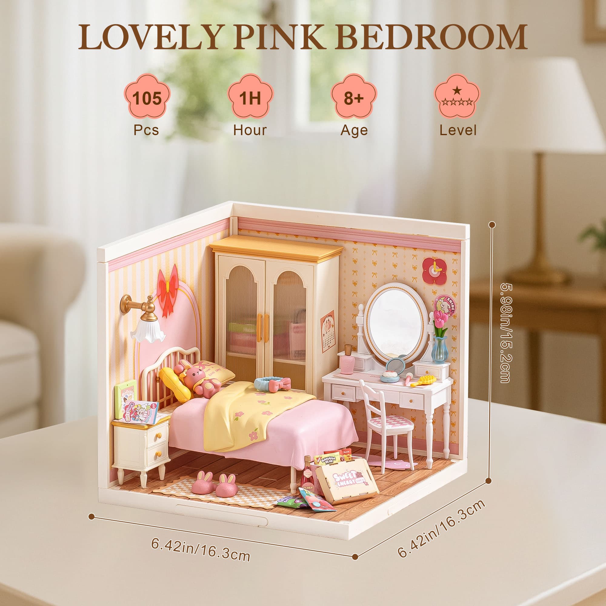 Transform Your Space with the Rolife Pink Bedroom Miniature Kit - image 4