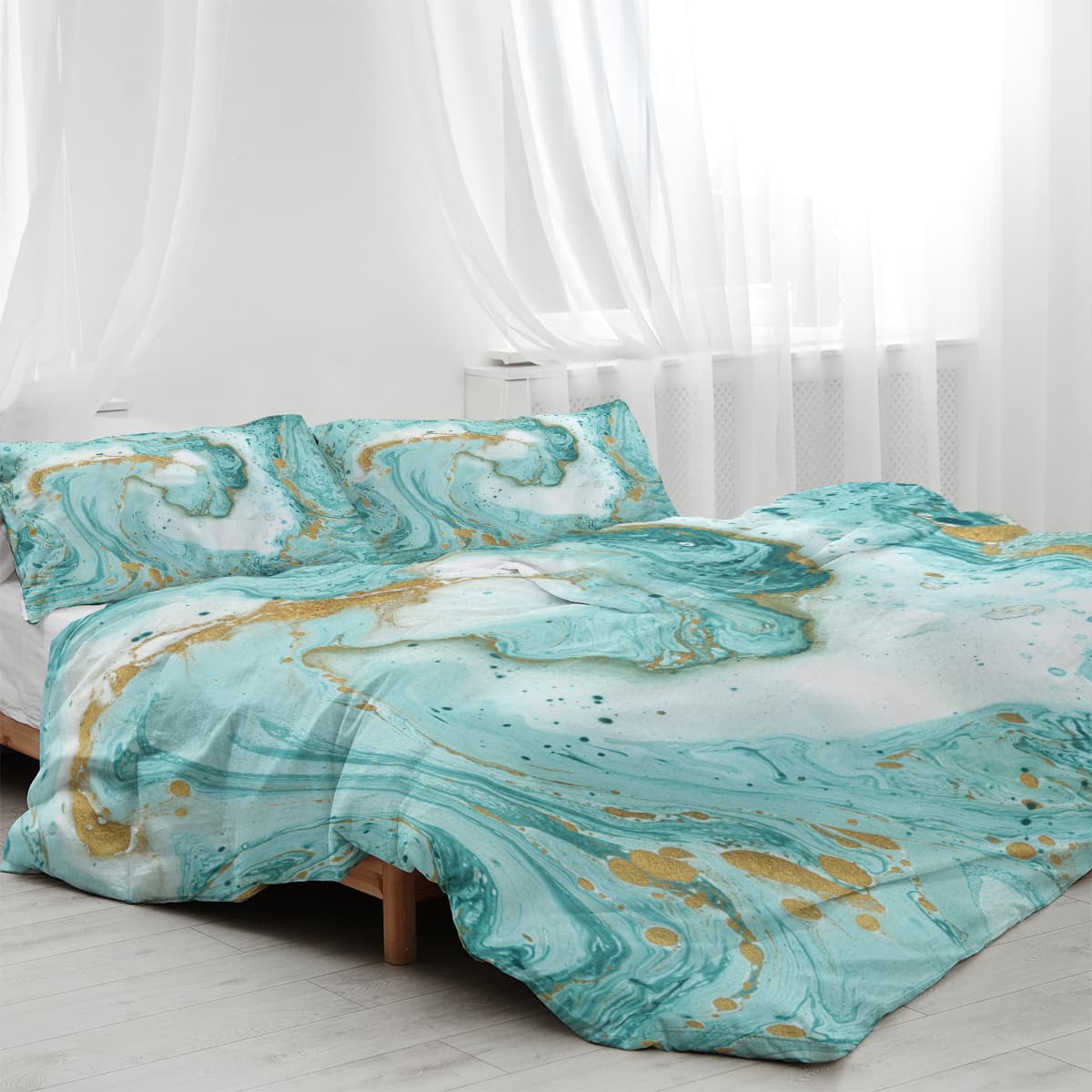 Transform Your Bedroom with this Turquoise Marble Duvet Set - image 5