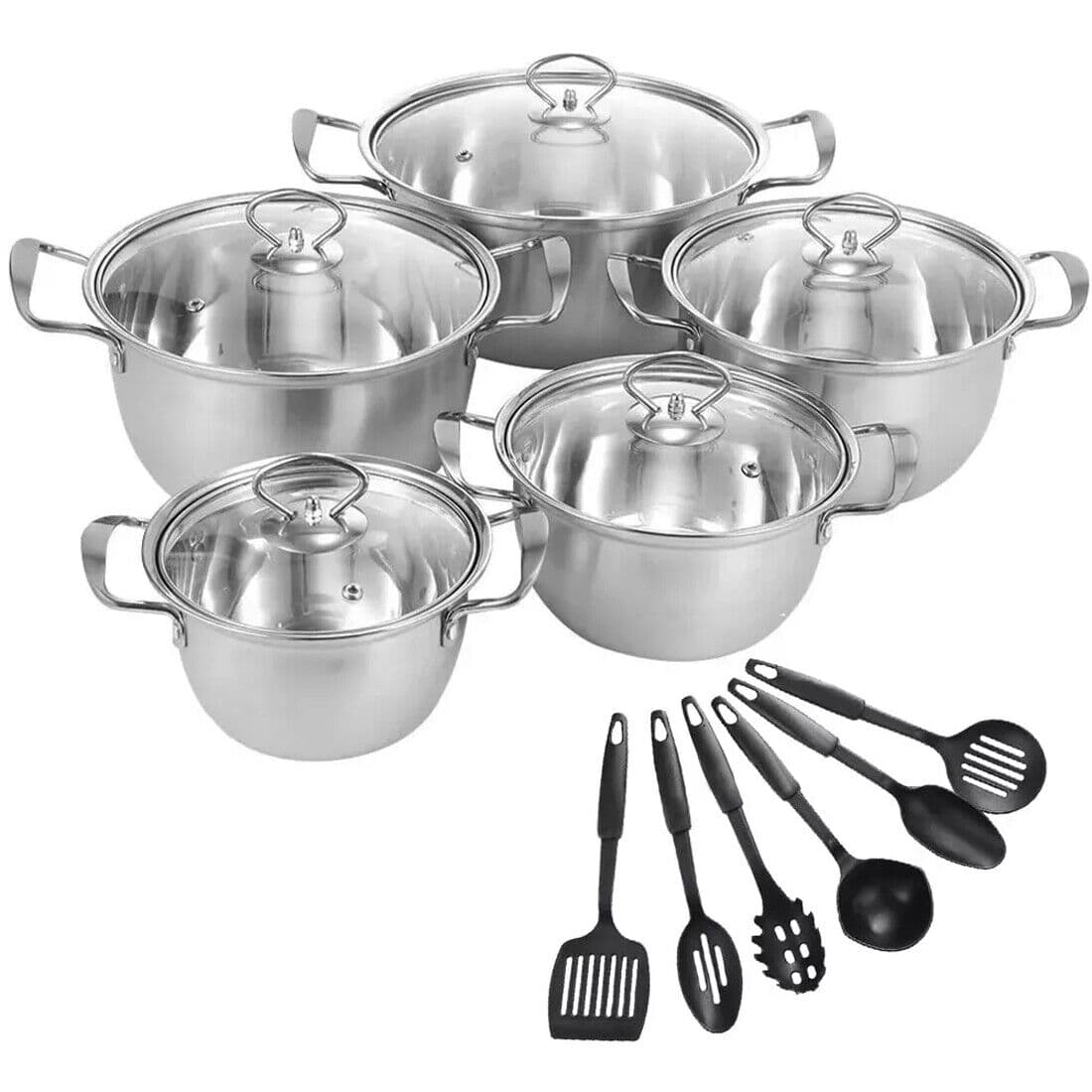 Complete 11-Piece Stainless Steel Pot and Pan Set