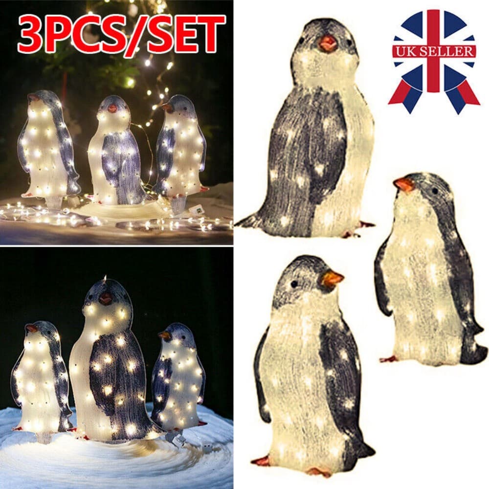 Set of 3 Light-Up Penguin Family Christmas Garden Ornaments - image 10