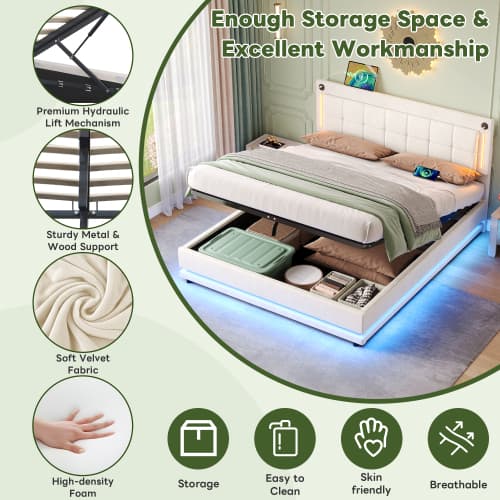 Smart LED Bed with Storage, Lights & USB Charging - image 5