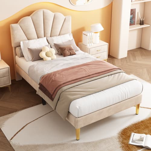 Transform Your Bedroom with this Velvet Shell Single Bed