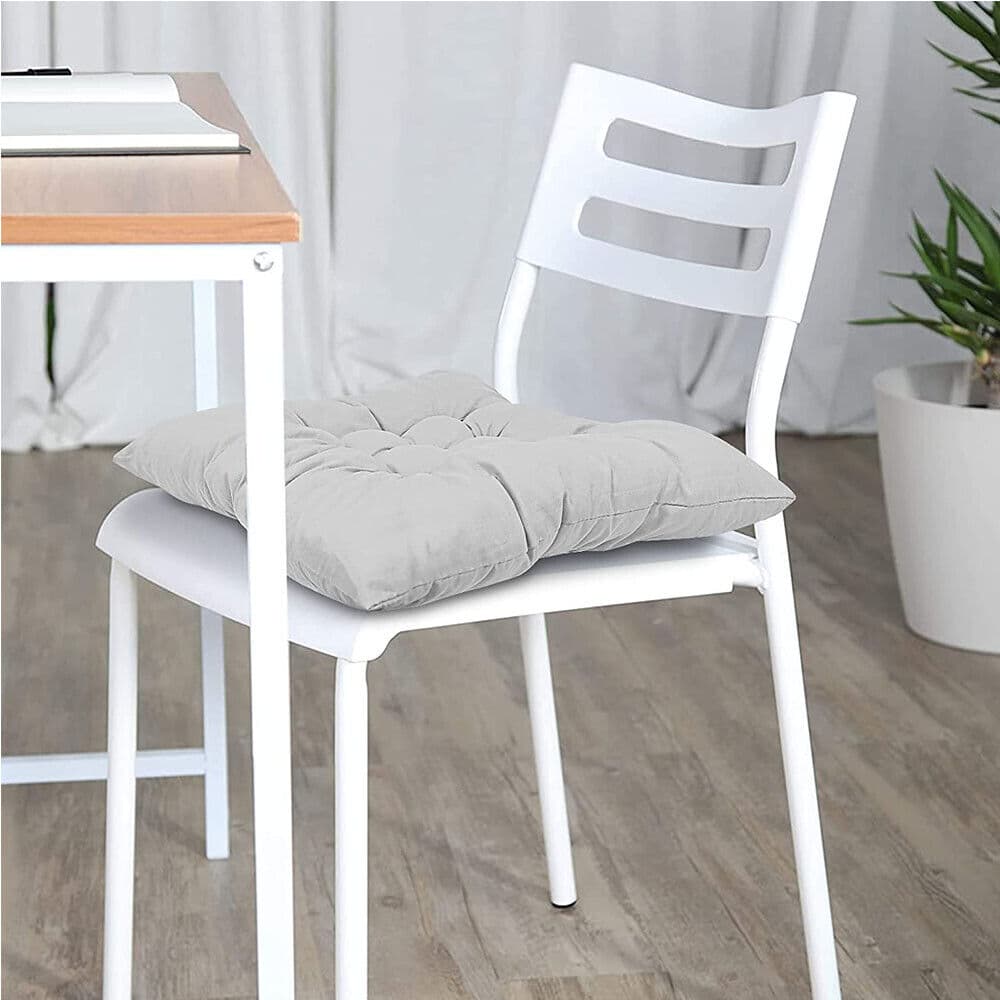 4-Pack Tufted Seat Cushions with Tie-On Fastening — Light Grey - image 21