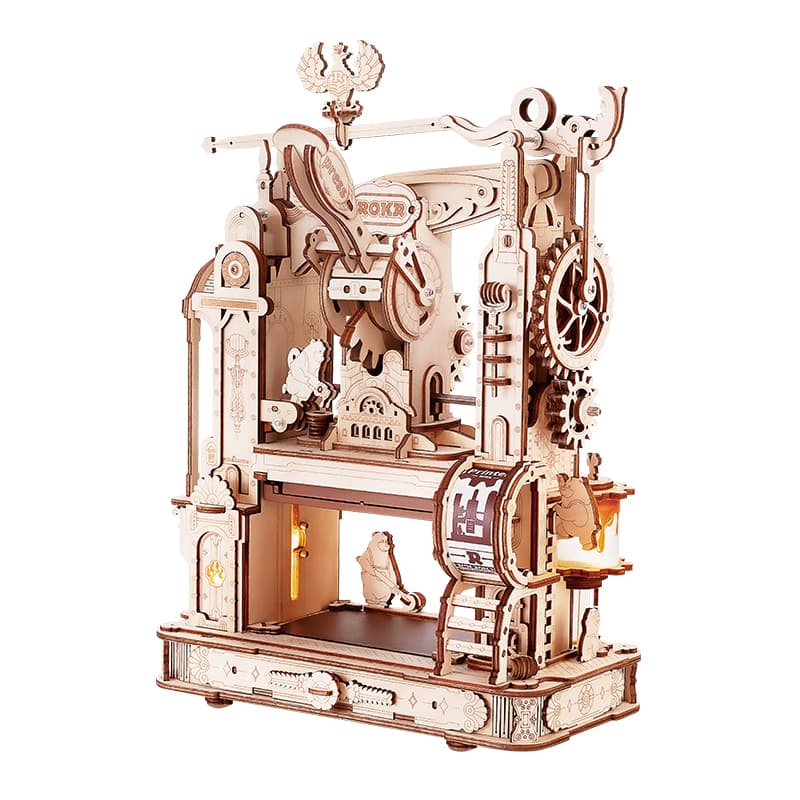 ROKR Classic Printing Press: 3D Wooden Model Kit to Build - image 4
