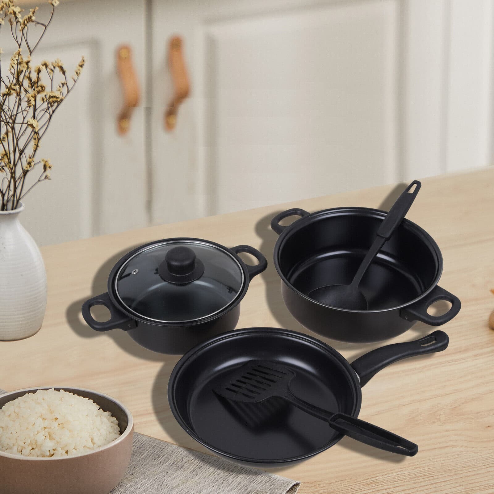 13-Piece Black Non-Stick Cookware Set with Seven Cooking Utensils - image 19