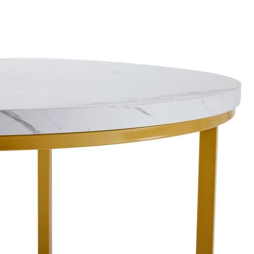 Modern Round Dining Set with Marble Effect Top & 4 Stools - image 12