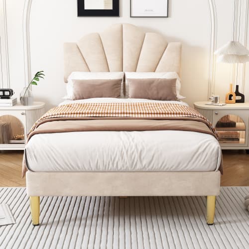 Transform Your Bedroom with this Velvet Shell Single Bed - image 13