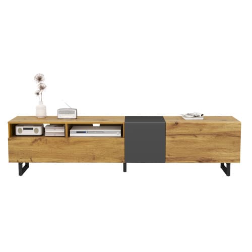 Industrial Style TV Stand, 170cm, in Wood and Grey - image 14