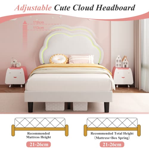 Discover the Cream Velvet Single Bed with LED Cloud Headboard - image 15