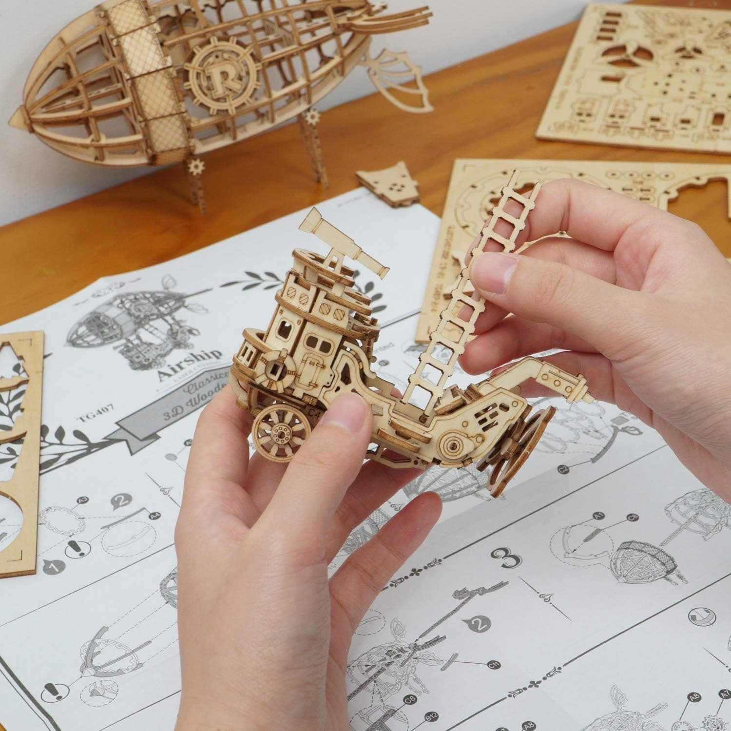 Steampunk Aircraft 3D Wooden Puzzle Kit - image 4