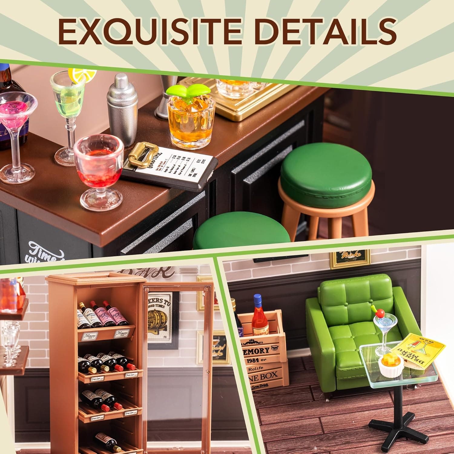 DIY Miniature Bar Building Kit with Lights - image 5