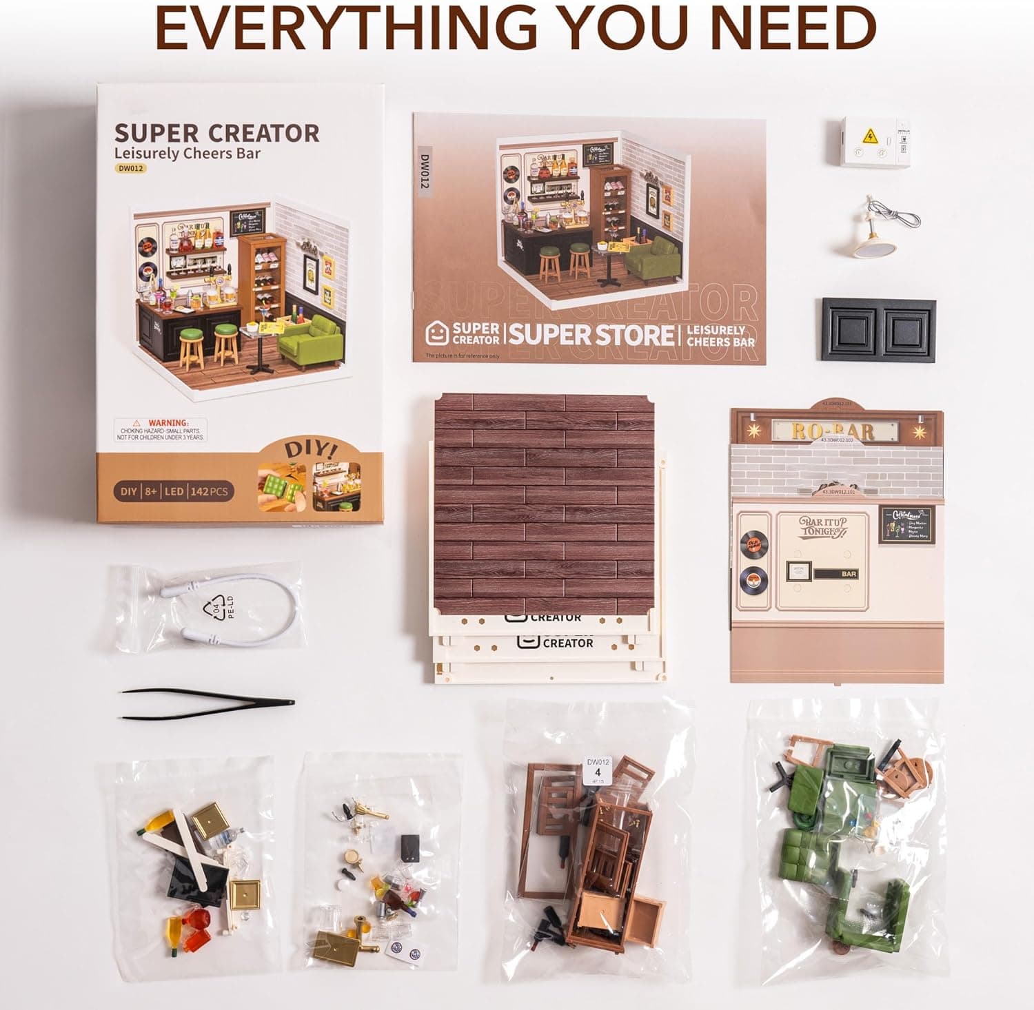 DIY Miniature Bar Building Kit with Lights - image 4