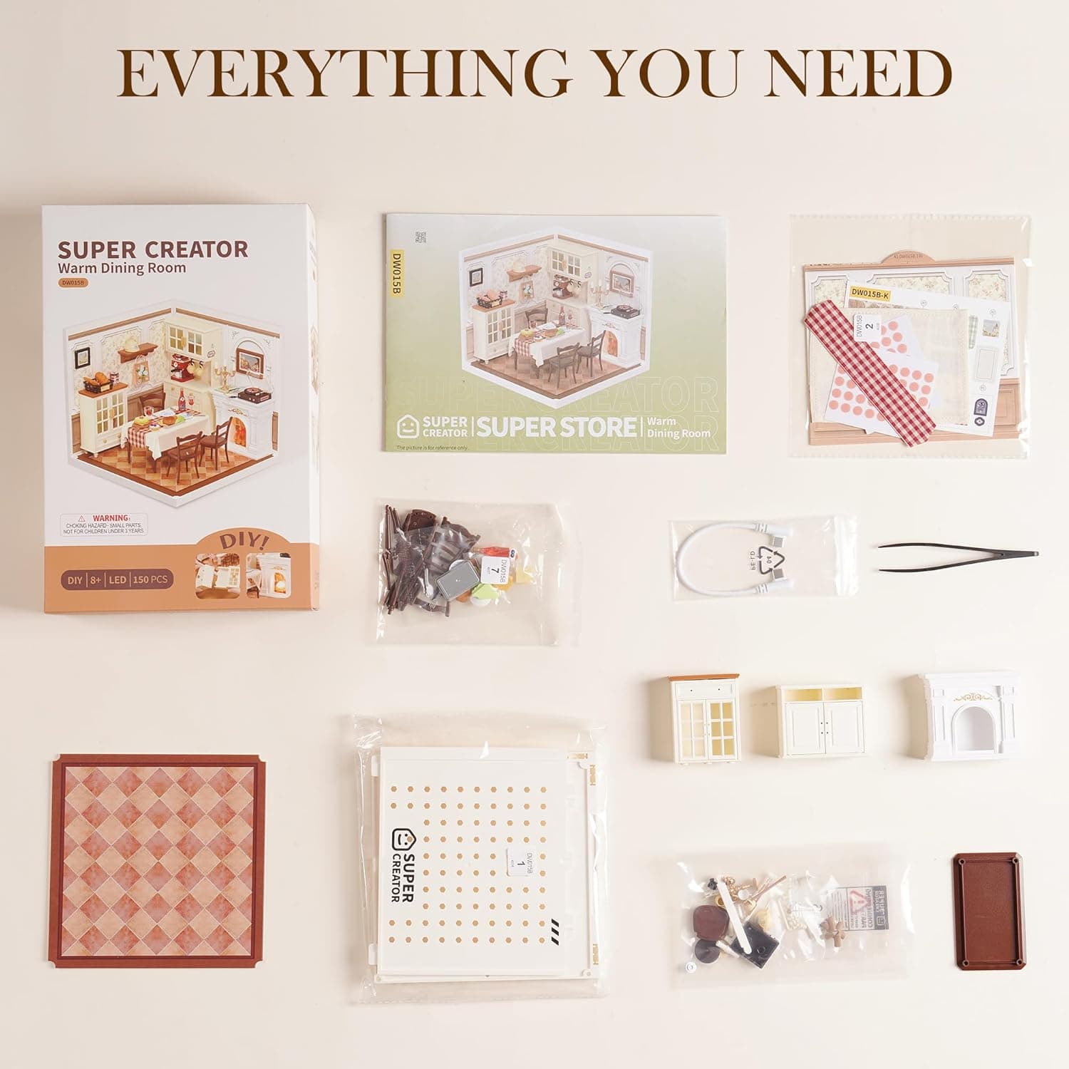 Build-Your-Own Miniature Dining Room Kit with Lighting - image 5