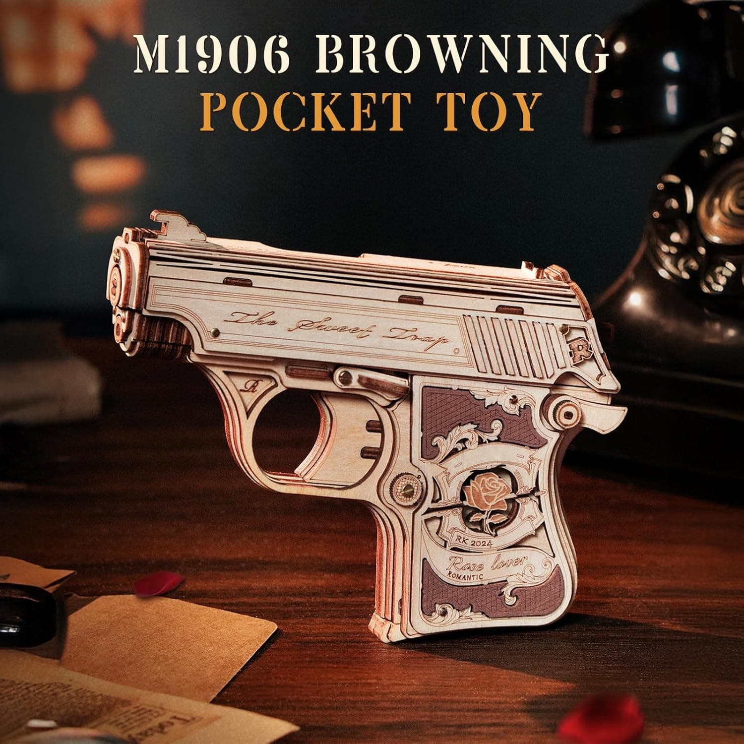 Mechanical Wooden Gun 3D Puzzle by Robotime - image 5