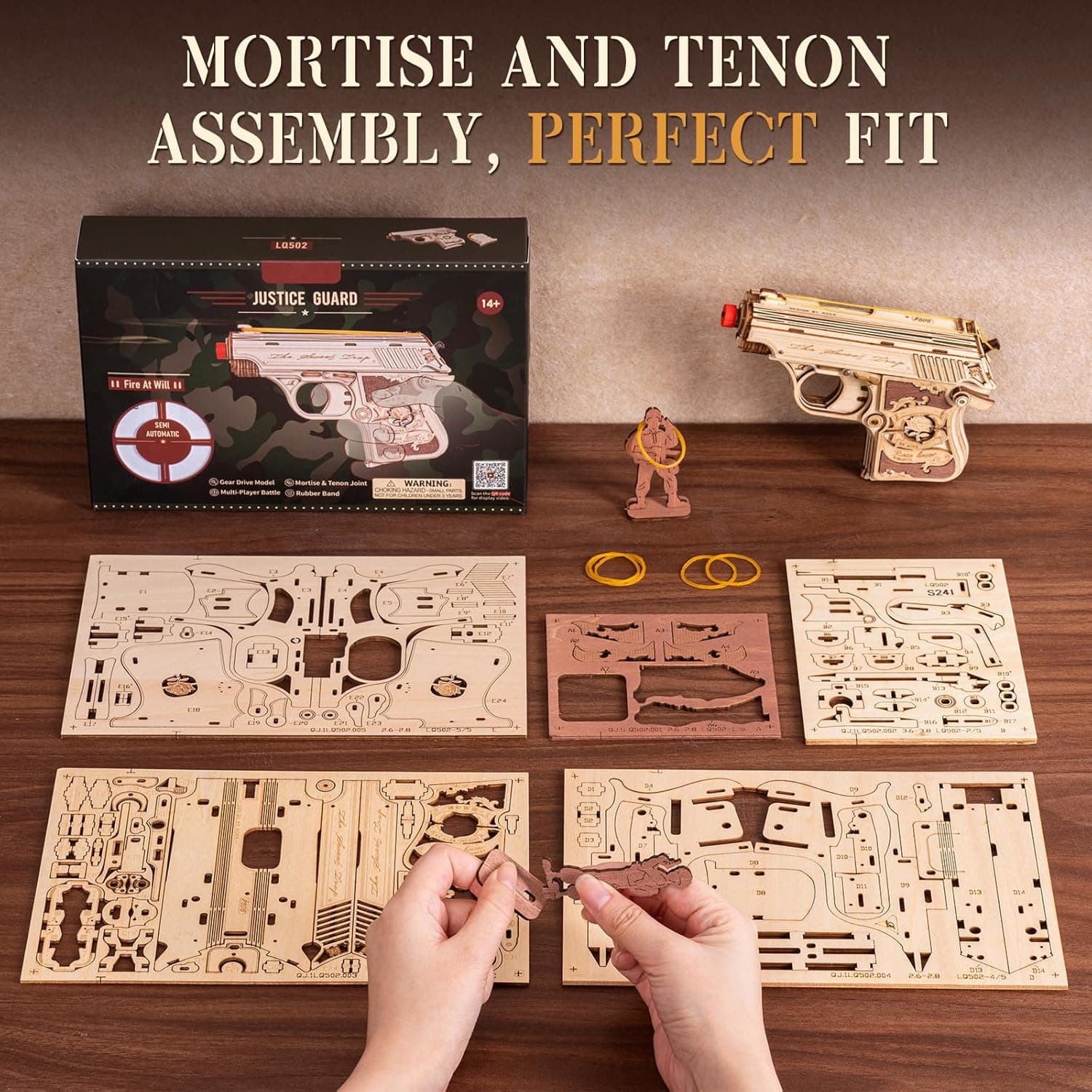Mechanical Wooden Gun 3D Puzzle by Robotime - image 4