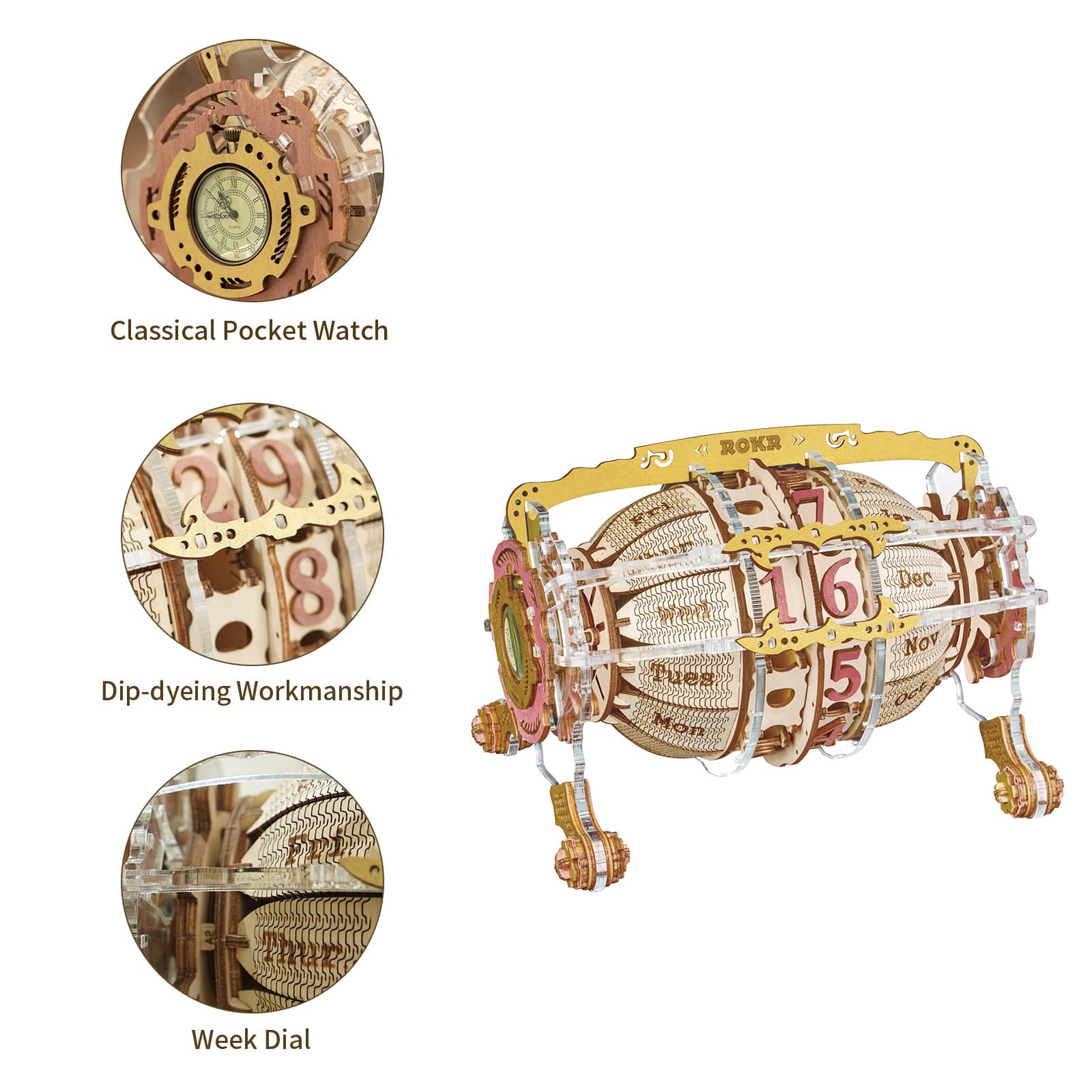 3D Wooden Puzzle: Zodiac Wall Clock Construction Kit - image 9