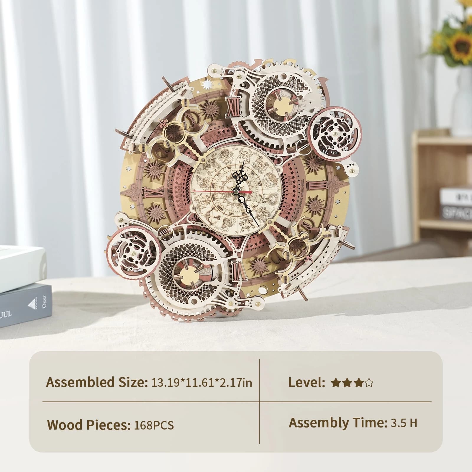 3D Wooden Puzzle: Zodiac Wall Clock Construction Kit - image 1