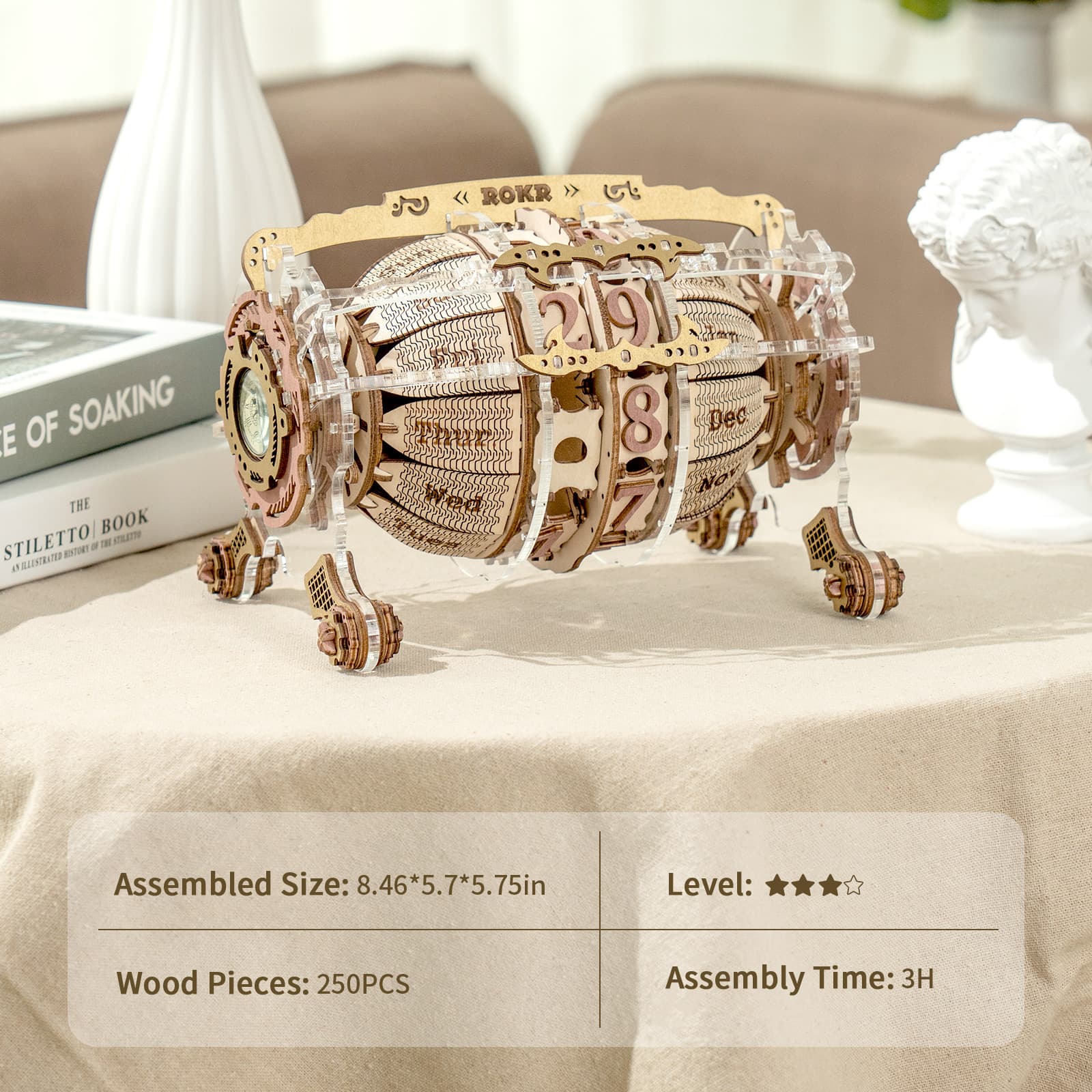 3D Wooden Puzzle: Zodiac Wall Clock Construction Kit - image 2