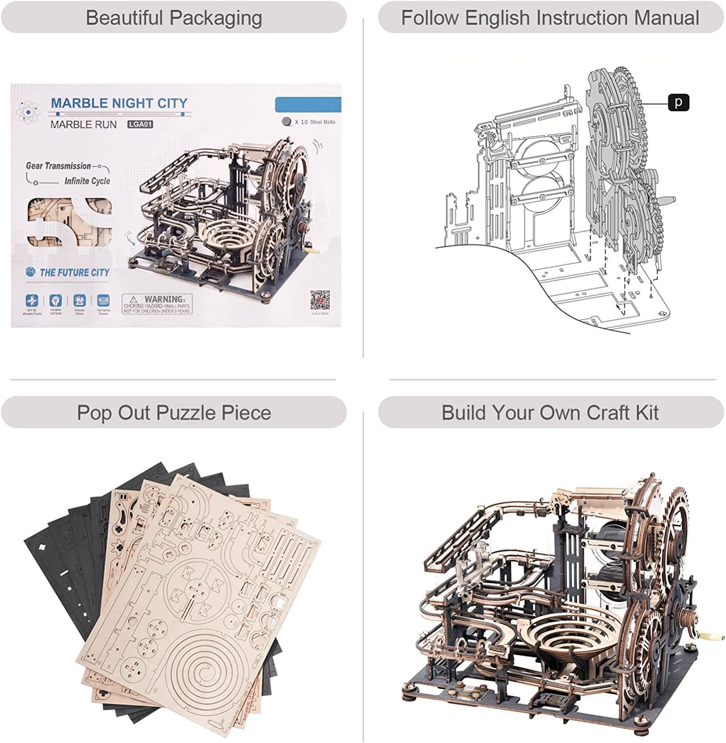 Marble Night City 3D Wooden Marble Run Kit - image 8