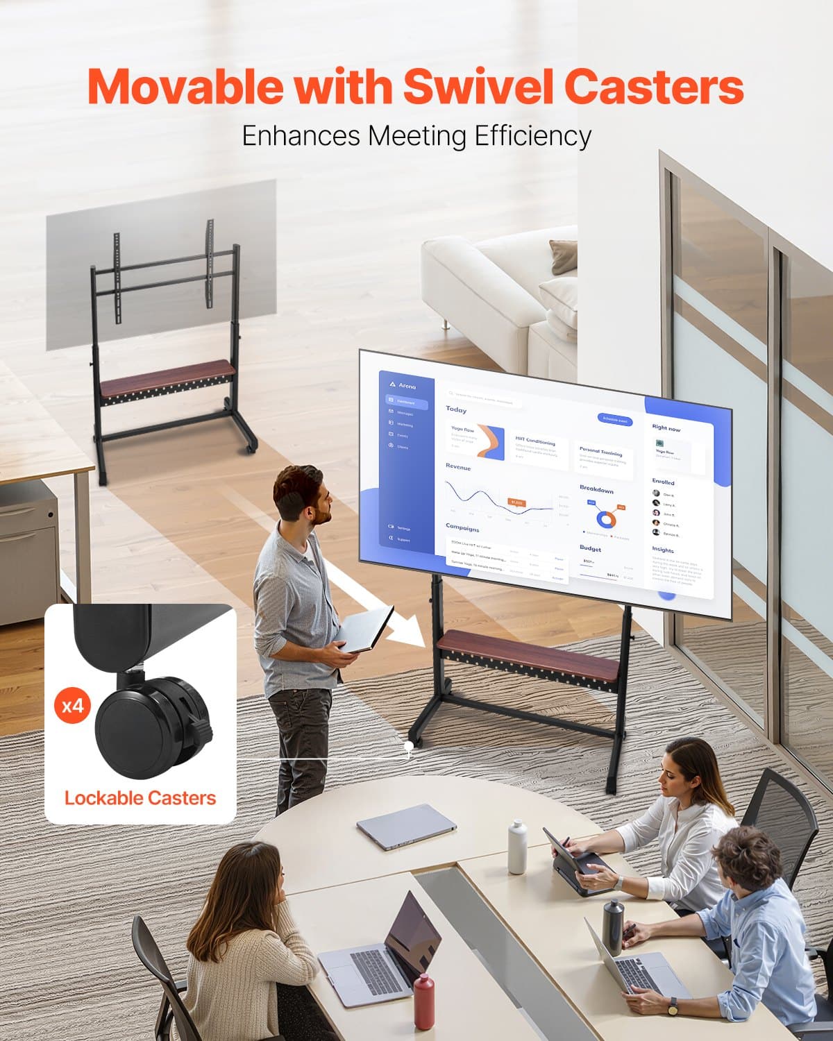 Mobile TV Floor Stand with Wheels - image 2