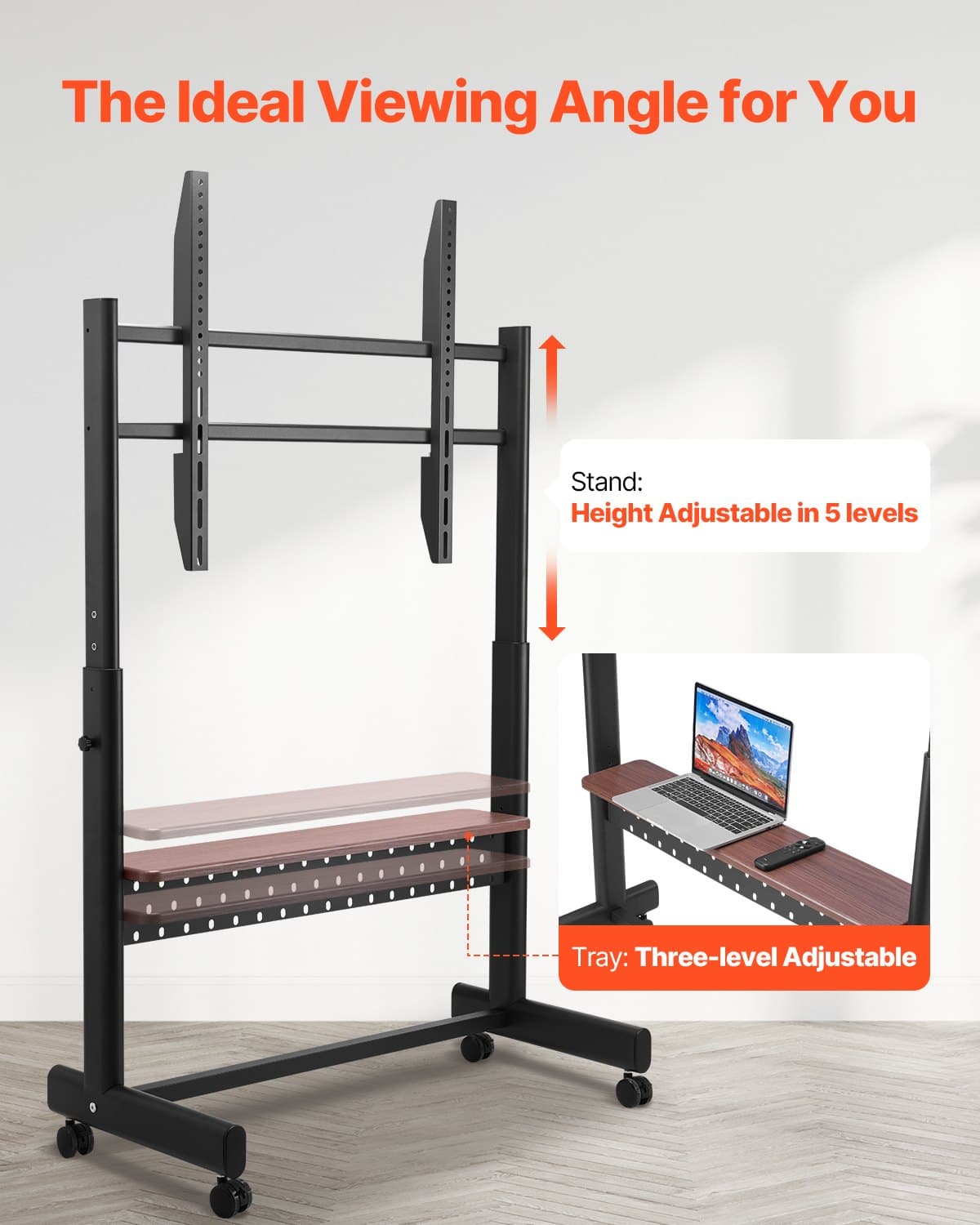 Mobile TV Floor Stand with Wheels - image 3