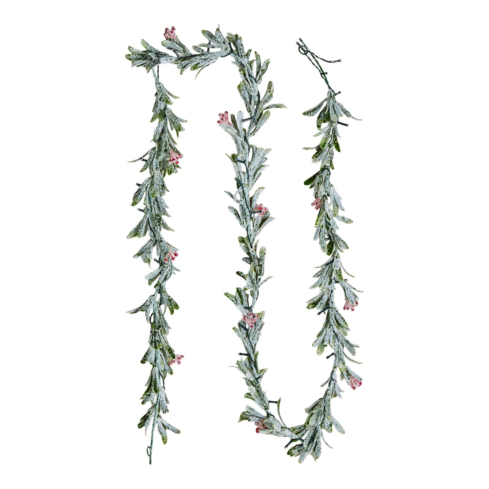 Pre-Lit 9ft Christmas Garland with Olive Leaves & Red Berries