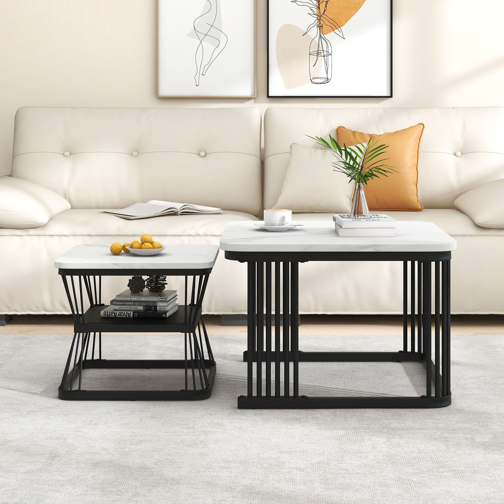 Effortless Style: Square Marble Effect Nesting Coffee Tables - image 5