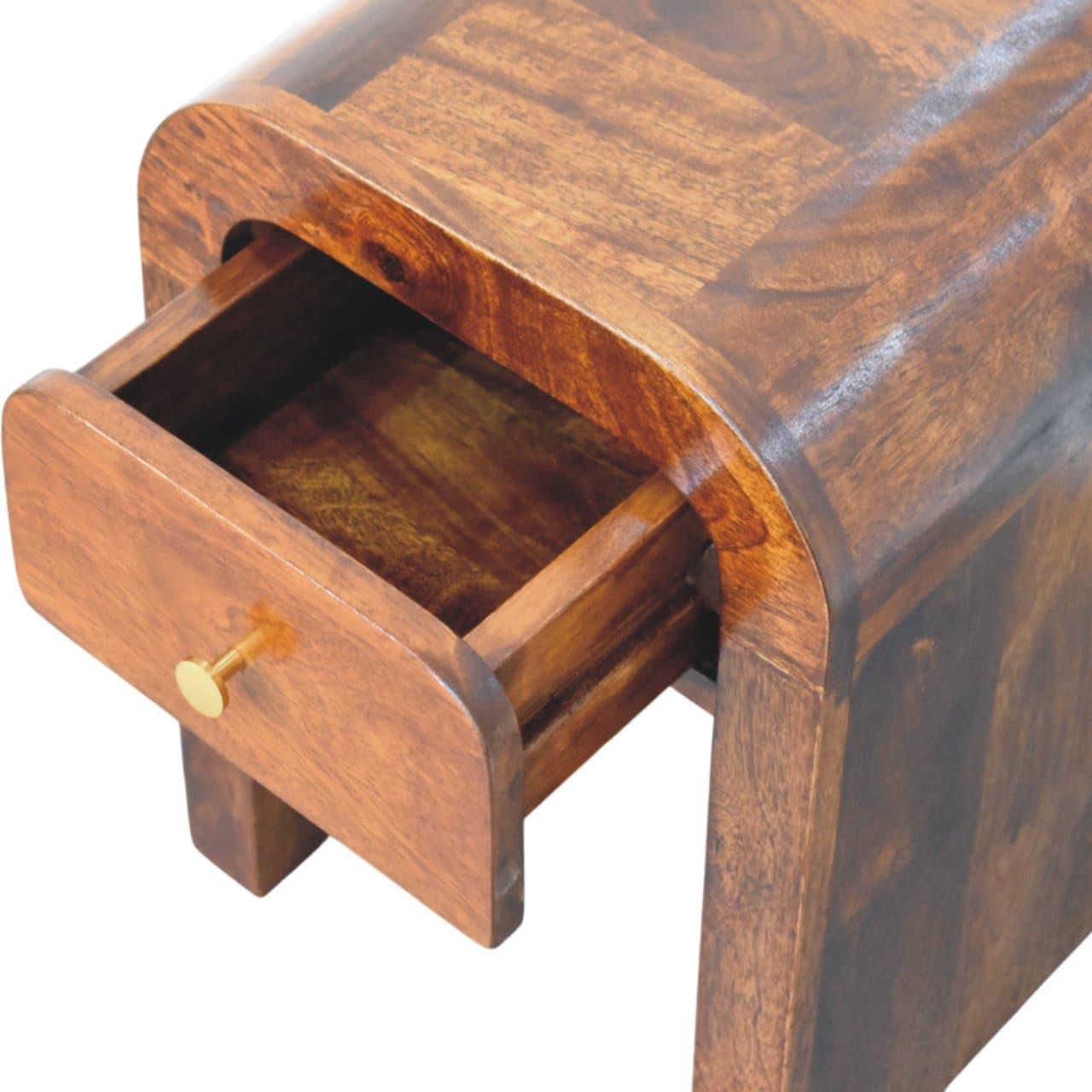 Handcrafted Solid Mango Wood Nightstand in Chestnut - image 3