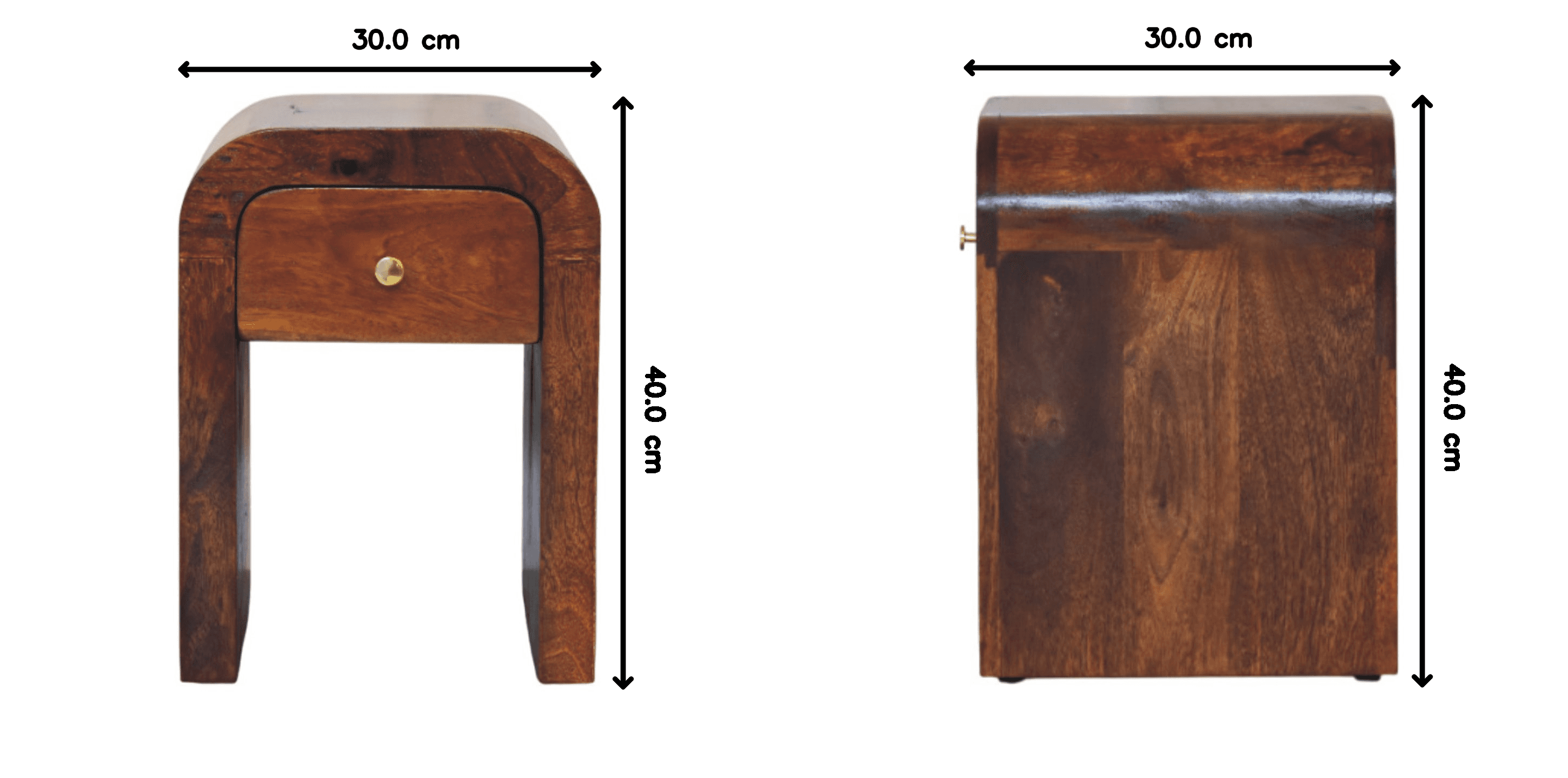 Handcrafted Solid Mango Wood Nightstand in Chestnut - image 4