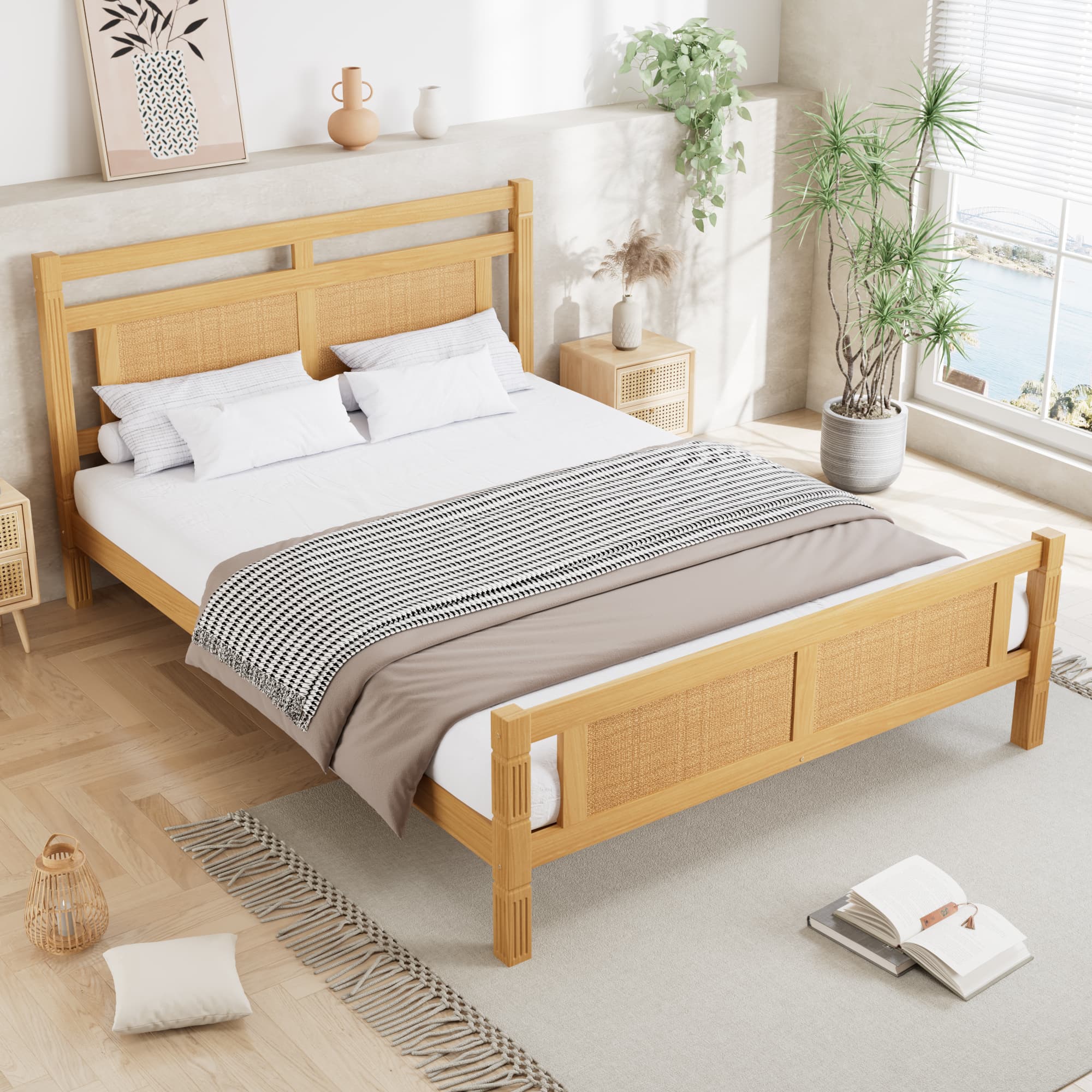 Create a Calm Retreat with Our Natural Rattan Double Bed