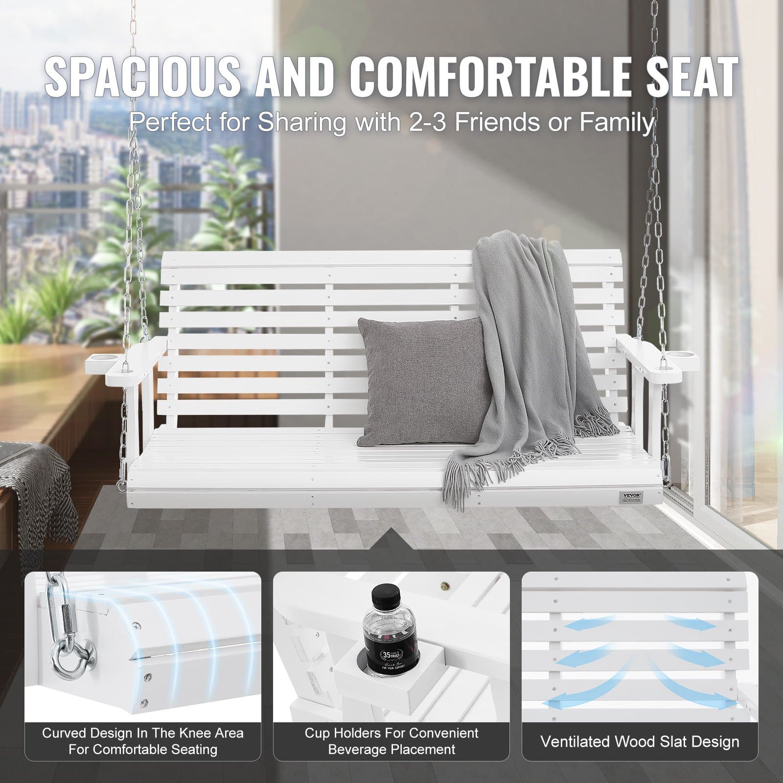 Transform Your Garden With This Premium White Porch Swing - image 4