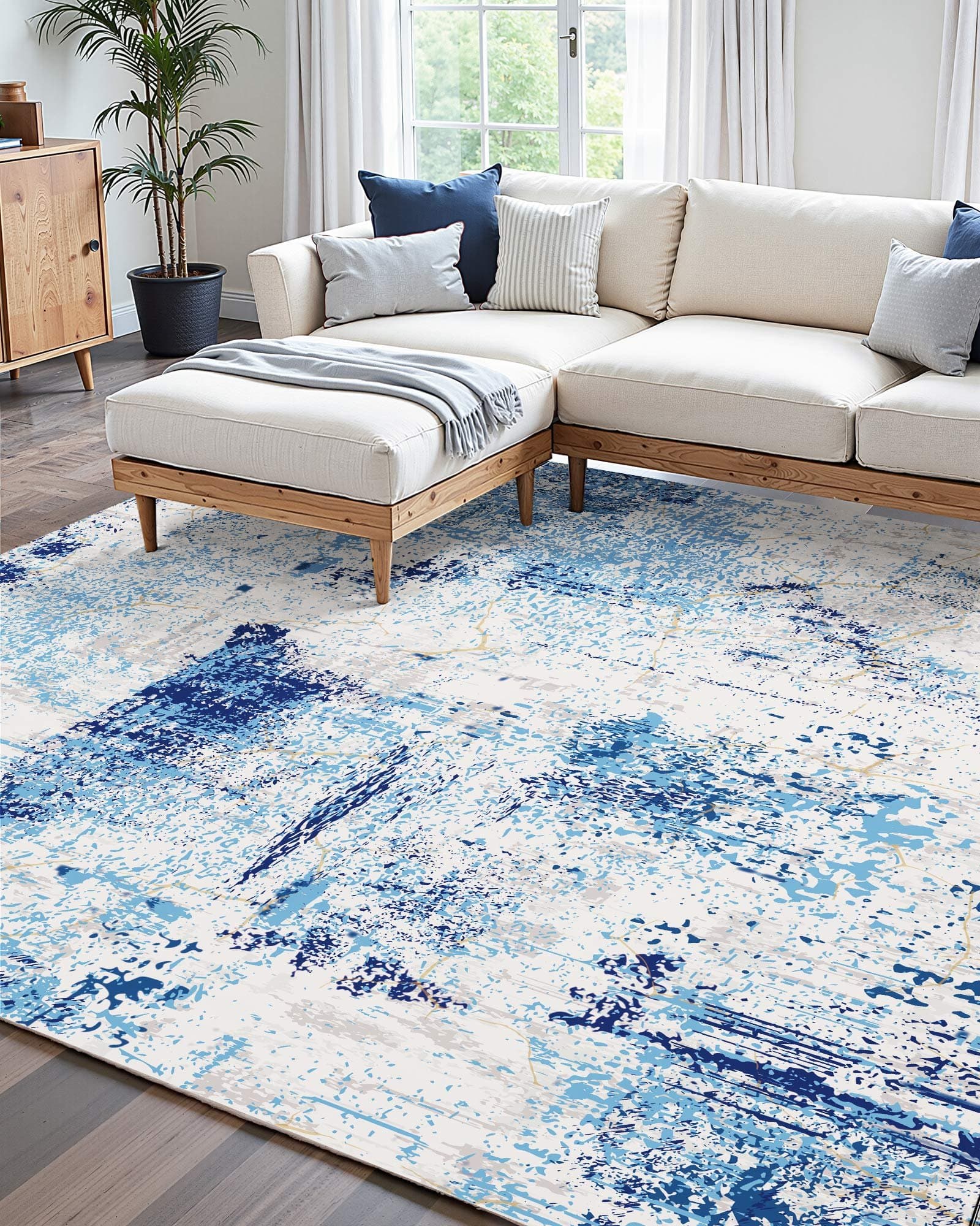 Effortless Style & Comfort: Your Washable 5x7 Blue Rug - image 2