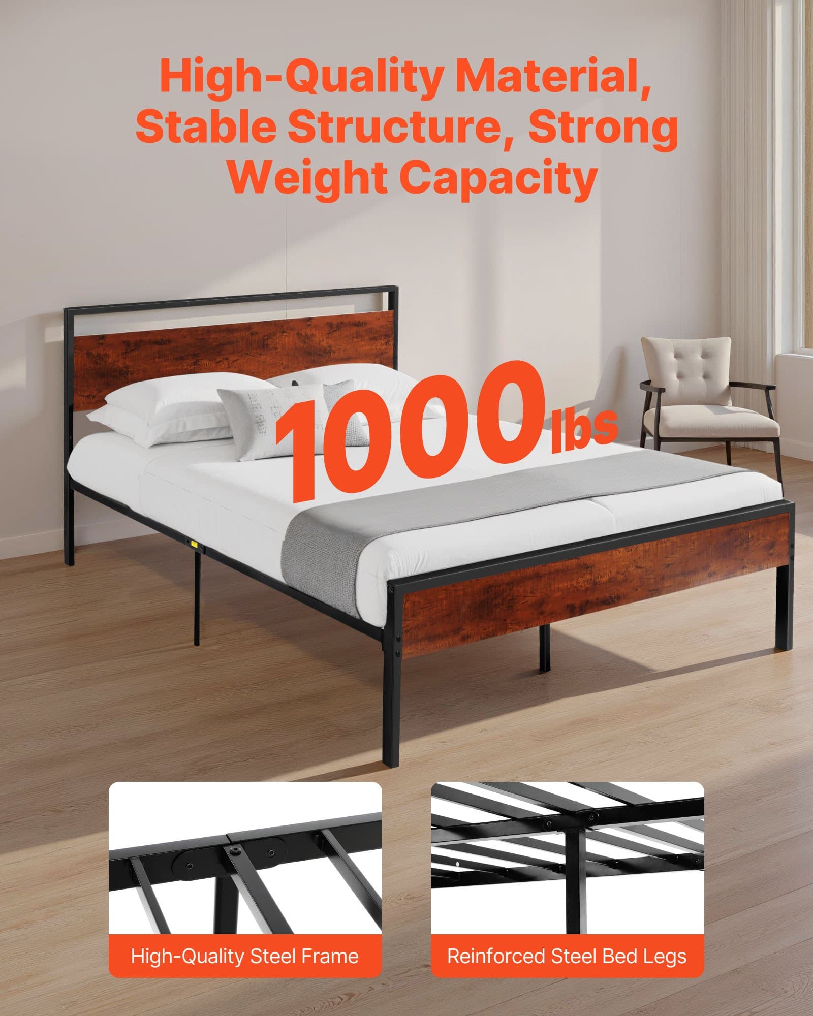 Effortless Sleep on a Noise-Free Queen Size Platform Bed - image 2