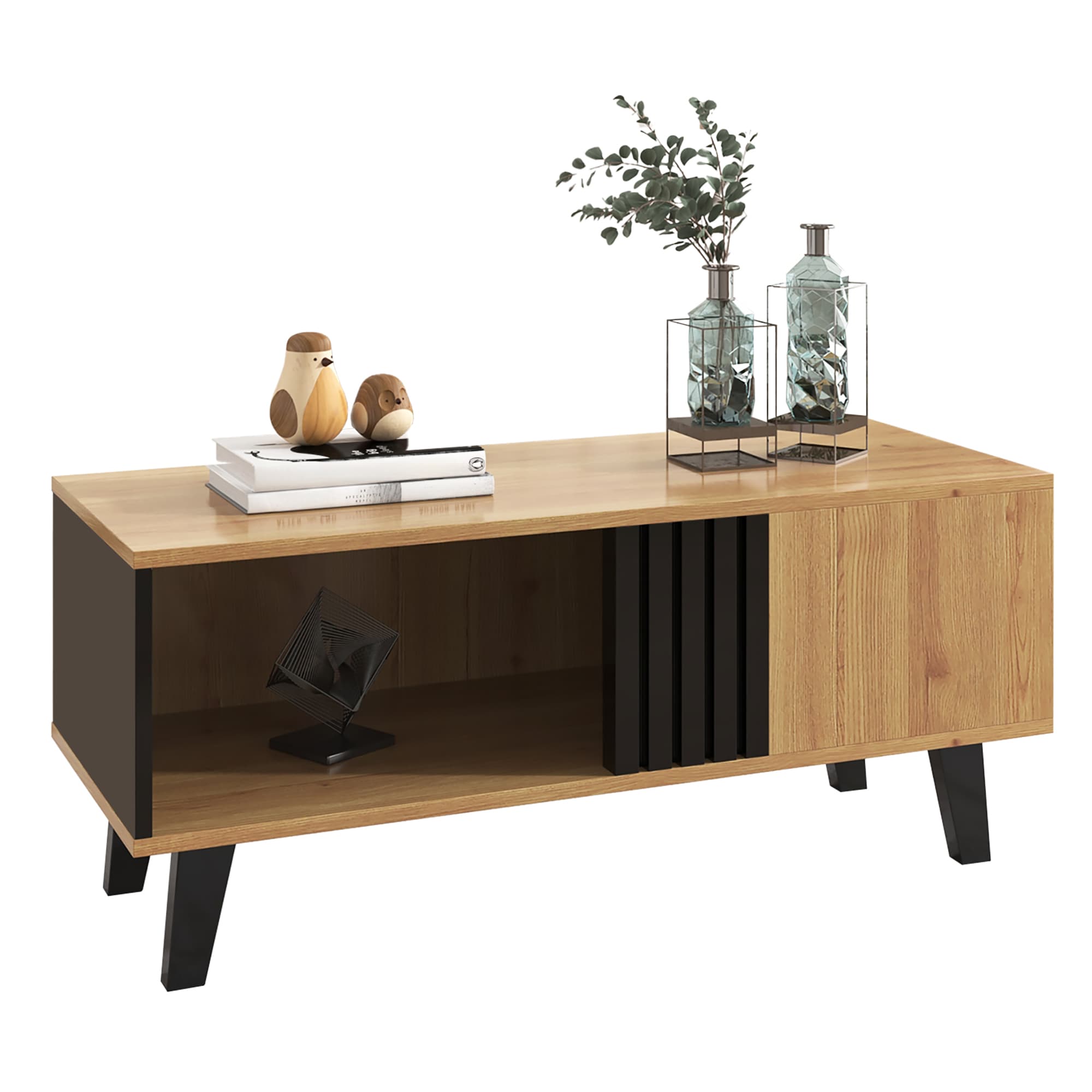 Transform Your Living Room with This Stylish Storage Coffee Table - Black Wood