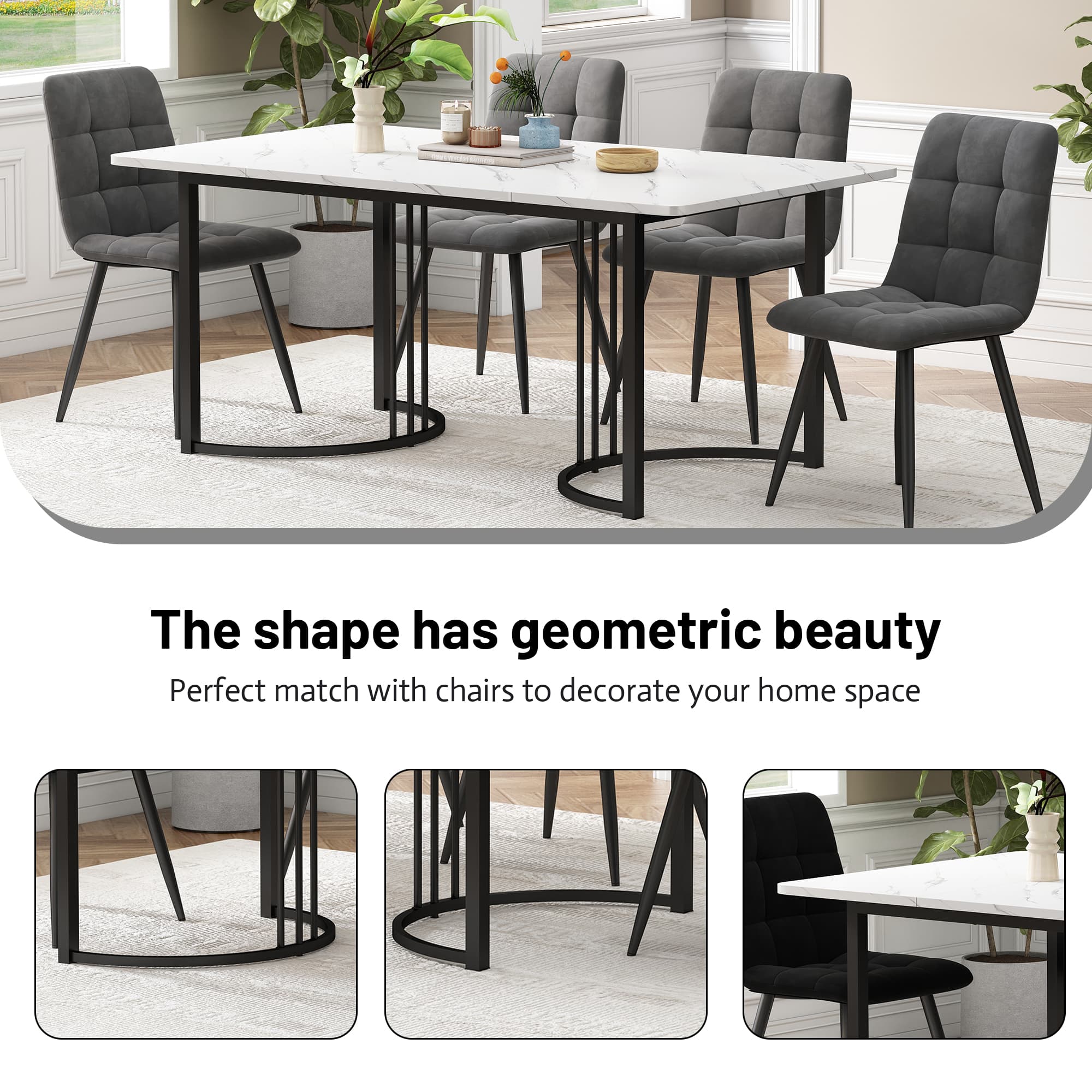 Modern Marble Effect Dining Table for Kitchen & Living Room - image 5