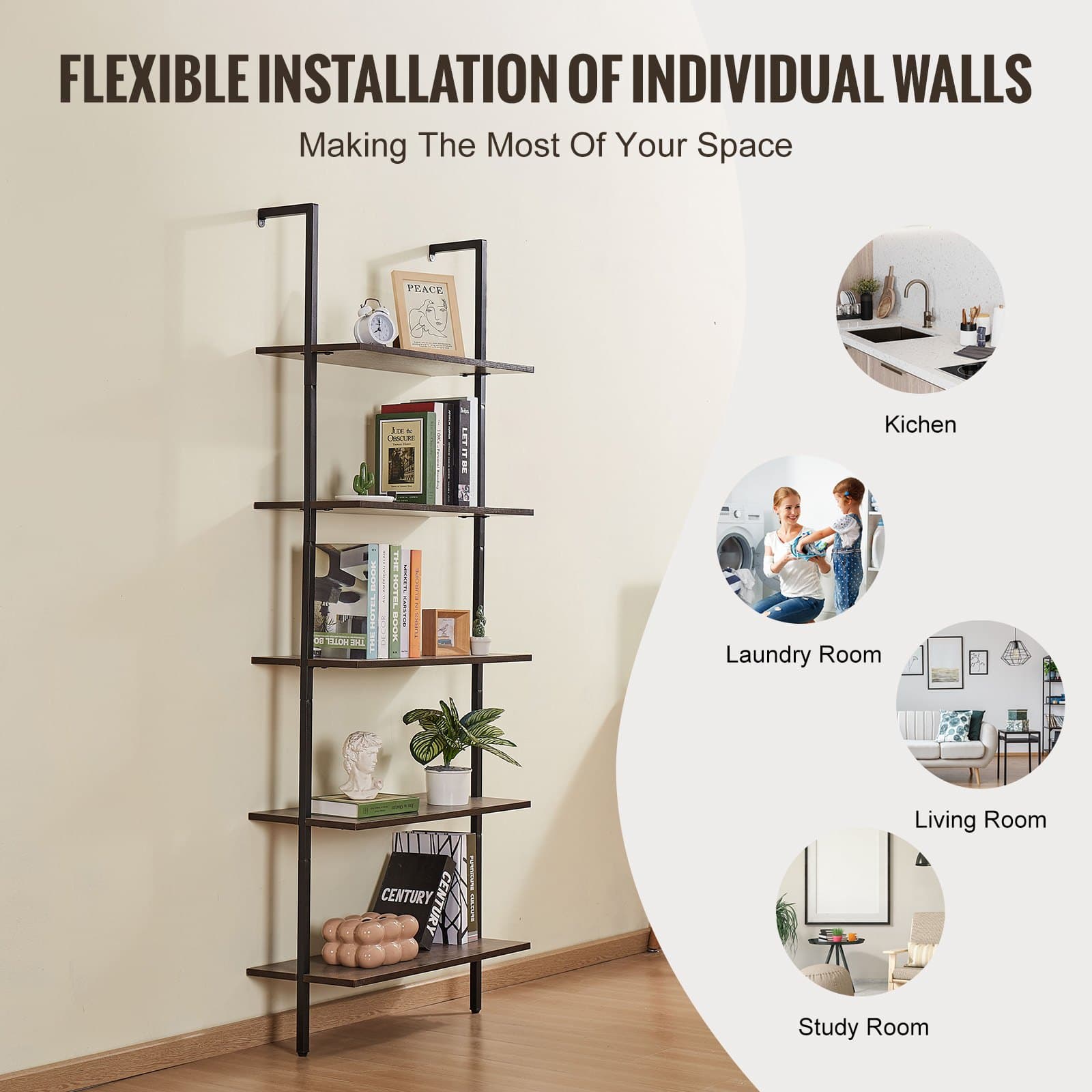 Transform Your Space with a 5-Tier Industrial Ladder Shelf - image 5