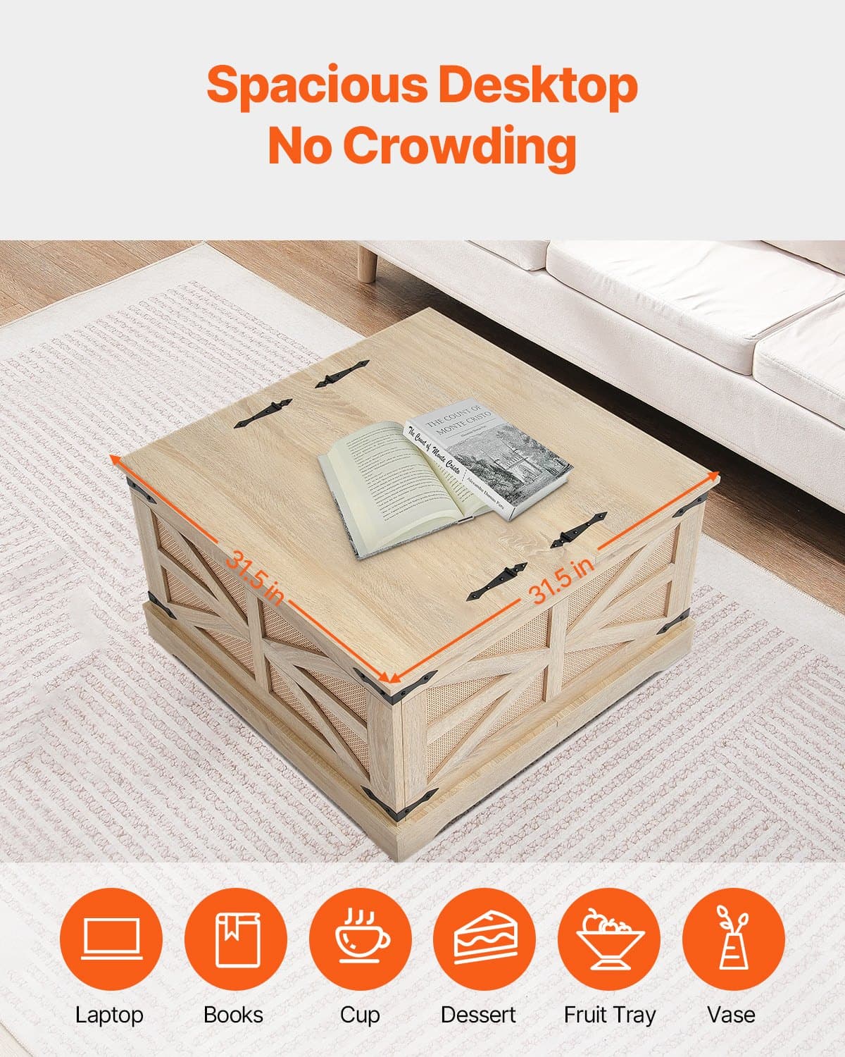 Stylish Rattan Coffee Table with Hidden Storage - image 2